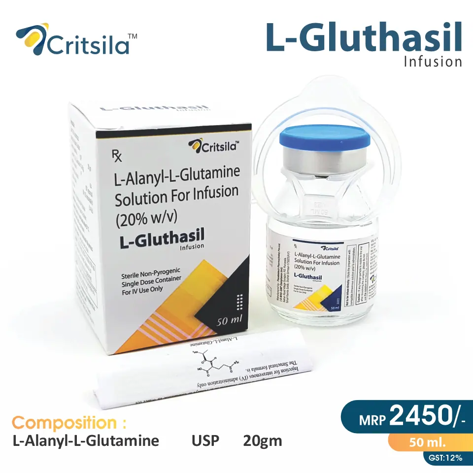 L-alanyl-L-glutamine (20gm) Injection at the best price in PCD Pharma Franchise for Nutritional Supplement and Amino Acid Supplement.